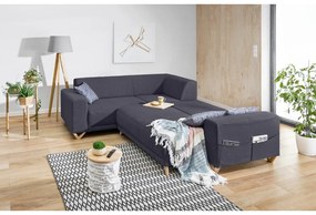 Antracitová rozkladacia/s úložným priestorom rohová pohovka (ľavý roh/do L) Classy Sophie – Miuform