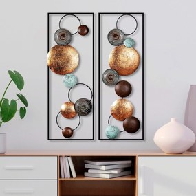 Súprava 2 ks nástenných kovových dekorácií Štruktúrovaných - 9 viacfarebných