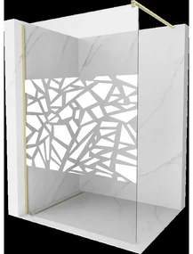 Mexen Kioto sprchová stena Walk-in 90 x 200 cm, biely vzor 8 mm, zlatá brúsená - 800-090-101-55-85