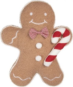 Hnedý dekoračný vankúš v tvare perníčka Gingerbread - 40*48*4 cm