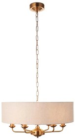 Endon 110722 - Závesný luster HIGHCLERE na reťazi 6xE14/40W/230V, béžová/mosadz, priemer 55 cm