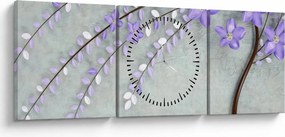 Obraz - Fialový dážď (s hodinami) (90x30 cm)