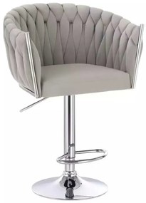 LuxuryForm DESIGN Barová stolička NORDEN VELUR na striebornom tanieri - svetlo šedá