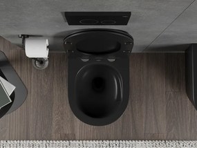 Mexen Rico, závesná WC misa 490x360x370 mm, Rimless Tornádo + WC sedadlo z duroplastu, čierna matná, 30721085T