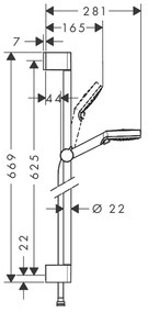 Hansgrohe Crometta, Vario sprchová súprava so sprchovou tyčou 65 cm, biela/chrómová, HAN-26532400