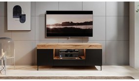 TV skrinka/stolík Giuseppo (s osvetlením) (dub lancaster + čierna). Vlastná spoľahlivá doprava až k Vám domov. 1098646