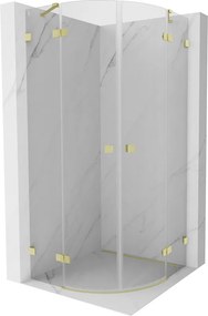 Mexen Lunar, polkruhový výklopný sprchový kút 80 x 80 cm, 8mm číre sklo, zlatý matný profil, 833-080L-080P-55-00