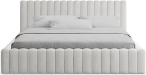 Čalúnená dvojlôžková posteľ s úložným priestorom s roštom 140x200 cm v striebornej farbe Lemi – Makamii