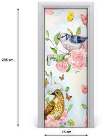Samolepiace fototapety na dvere Vtáky motýle ruže 75x205 cm