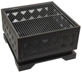 Prenosné ohnisko na drevo s roštom čierna/patina