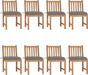 vidaXL Záhradné stoličky 8 ks s podložkami tíkový masív