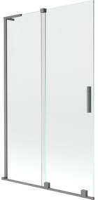 Mexen Velar L, 2-krídlová posuvná vaňová zástena 110 x 150 cm, 8mm číre sklo, grafitová matná, 896-110-003-01-95