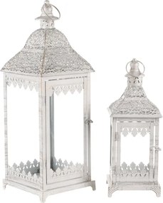 Set dvoch kovových lampášov biely JL326 (2 ks)