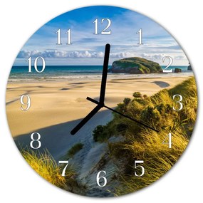 Nástenné sklenené hodiny Pláž fi 30 cm