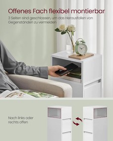 Sada 2 ks úzkych nočných stolíkov s 2 zásuvkami, 30 x 25 x 65 cm, biele