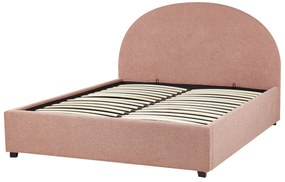 Buklé posteľ s úložným priestorom 140 x 200 cm pastelová ružová VAUCLUSE Beliani