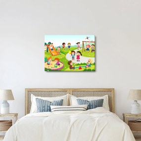 Obraz detských radovánok na pieskovisku (70x50 cm)