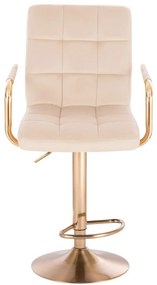 LuxuryForm DESIGN Barová stolička VERONA GOLD VELUR na zlatom tanieri - krémová