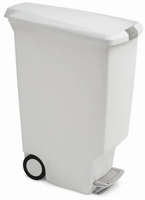 Úzky pedálový kôš 40 l biely plast, biela