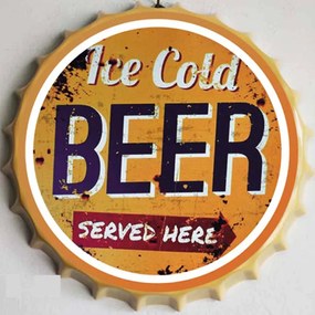 Ceduľa vrchnák Ice Cold Beer - Served here