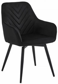 Jedálenská otočná stolička NANA360 zamatová, čierna (čierne nohy)