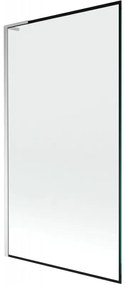 Mexen Next L, 1-krídlová vaňová zástena 100 x 150 cm, 6mm číre sklo-čierny vzor, chrómový profil, 895-100-000-03-70-01