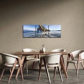 Obraz ľadovej skaly (s hodinami) (90x30 cm)