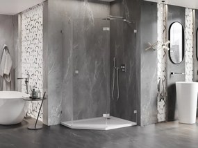 Mexen Lunar, pravý výklopný päťuholníkový sprchový kút 100 x 80 cm, 8mm číre sklo, oceľový profil, 831-100P-080L-97-00-P