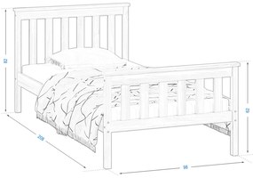 Drevená borovica posteľ Naxter 90x200