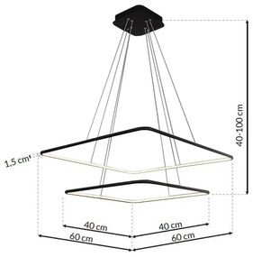Závesné LED svietidlo Nix, 2x LED 50w, 3000k, b