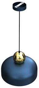 Závesné svietidlo Harald, 1x zlaté/tmavomodré kovové tienidlo, db/g