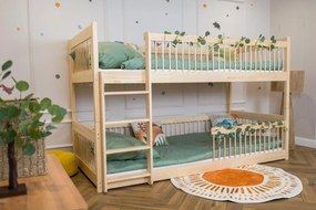 Detská poschodová posteľ s Montessori lôžkom z masívu borovice BOLEK - 200x90 cm - PRÍRODNÁ