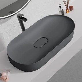 Rea Iris, umývadlo na dosku z konglomerátu 700x355x105 mm, šedá matná, REA-U4306
