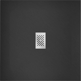 Mexen Hugo, štvorcová sprchová vanička SMC 100 x 100 cm, čierna, oceľová krytka, 42701010-X