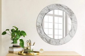 Okrúhle zrkadlo s potlačou Biely mramor fi 50 cm