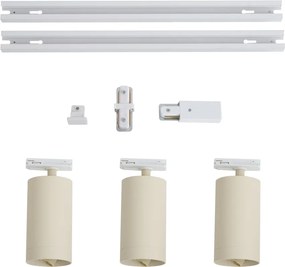 Moderný koľajnicový systém s 3 bodovými svetlami biely s béžovou 1-fázový GU10 70mm - Iconic Jeana Luxe