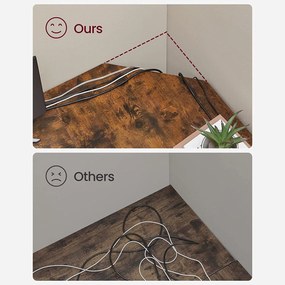 Počítačový stôl v tvare L, písací stôl, rustikálny hnedý