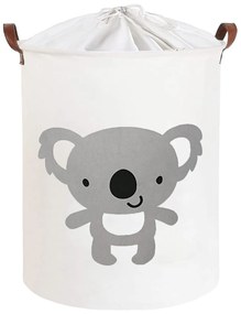 Kôš na hračky, uzatvárateľný, bavlna - Koala- biely, 43 L
