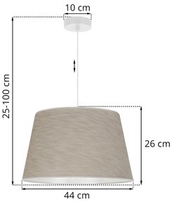 Závesné svietidlo Len, 1x béžové textilné tienidlo, (fi 44 cm), w