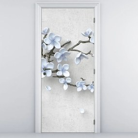 Fototapeta na dvere - Modré kvety (95x205cm)