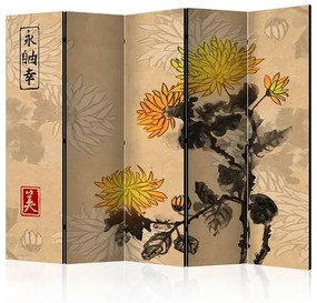 Paraván - Chrysanthemums II [Room Dividers] Veľkosť: 225x172, Verzia: Obojstranný