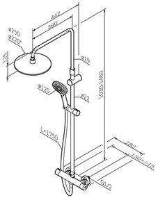 Sprchový systém AM.PM Like F07LA422 s termostatickou sprchovou batériou, čierny