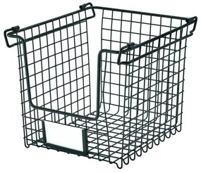 Čierny kovový košík iDesign Classico, 25,5 x 22 cm
