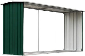 vidaXL Záhradná kôlňa na drevo zelená 330x92x153 cm galvanizovaná oceľ