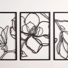 Nástěnná kovová dekorace Floral Line černá