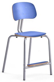 Školská stolička YNGVE, so 4 nohami, strieborná, modrá, V 520 mm