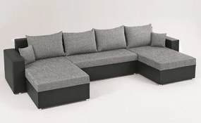 Sedacia súprava Rumba, tvar U, čierna ekokoža/melírová tkanina