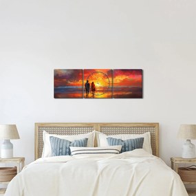Obraz - Prechádzka na pláži (s hodinami) (90x30 cm)