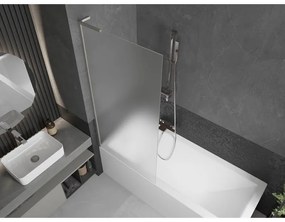 Mexen Next L, 1-krídlová vaňová zástena 80 x 150 cm, 6mm sklo námraza, 6mm číre sklo, profil brúsená oceľ, 895-080-000-03-30-97