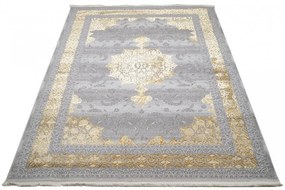 Exkluzívny koberec sivej farby so zlatým orientálnym vzorom Šírka: 200 cm | Dĺžka: 300 cm